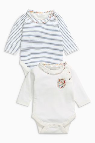 Ecru Stripe Bodysuits Two Pack (0mths-2yrs)